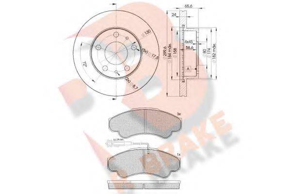 R BRAKE 3R15224682 Комплект гальм, дисковий гальмівний механізм