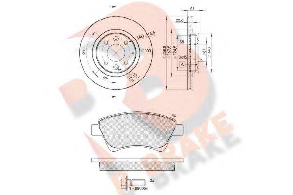 R BRAKE 3R15793550 Комплект гальм, дисковий гальмівний механізм