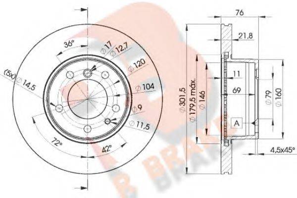 R BRAKE 78RBD18040 гальмівний диск