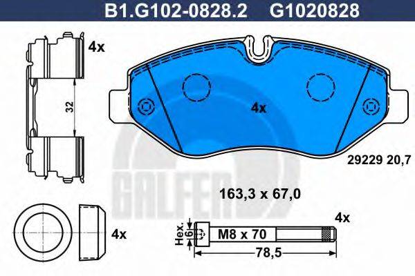 GALFER B1G10208282 Комплект гальмівних колодок, дискове гальмо