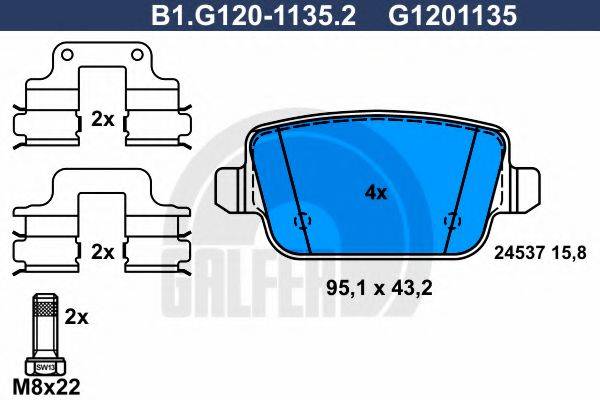 GALFER B1G12011352 Комплект гальмівних колодок, дискове гальмо