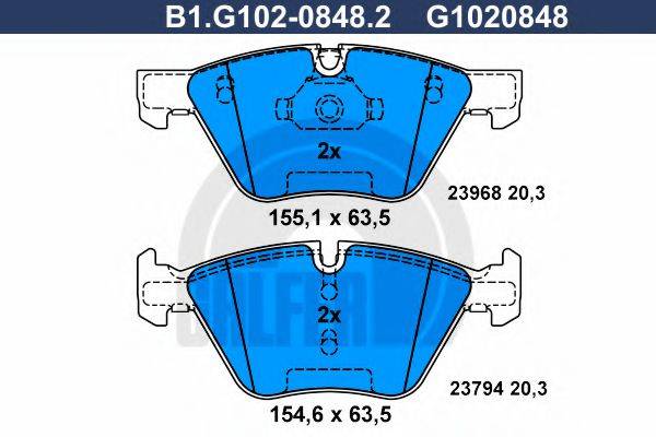 GALFER B1G10208482 Комплект гальмівних колодок, дискове гальмо