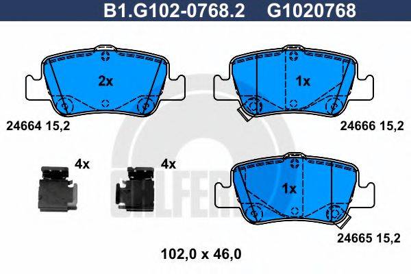 GALFER B1G10207682 Комплект гальмівних колодок, дискове гальмо