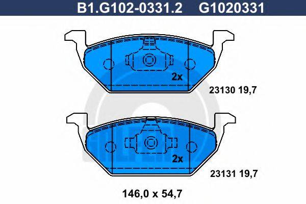 GALFER B1G10203312 Комплект гальмівних колодок, дискове гальмо