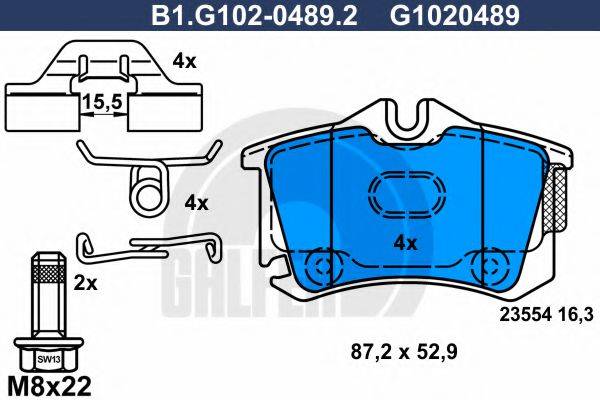 GALFER B1G10204892 Комплект гальмівних колодок, дискове гальмо