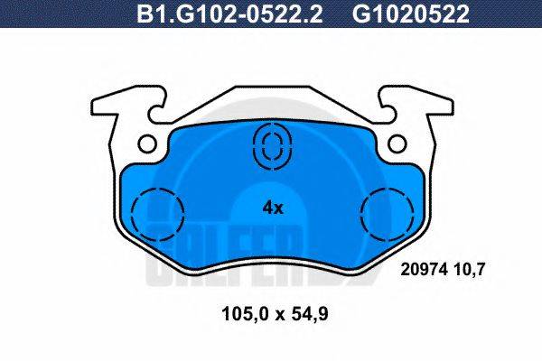 GALFER B1G10205222 Комплект гальмівних колодок, дискове гальмо