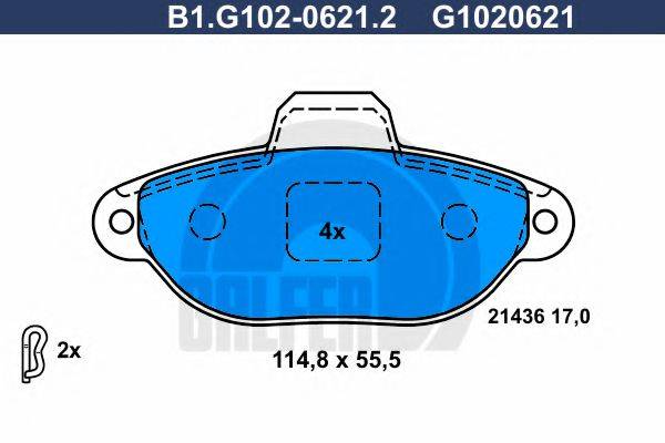 GALFER B1G10206212 Комплект гальмівних колодок, дискове гальмо