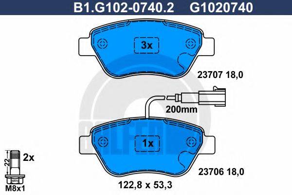 GALFER B1G10207402 Комплект гальмівних колодок, дискове гальмо