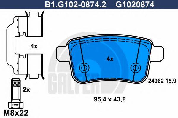 GALFER B1G10208742 Комплект гальмівних колодок, дискове гальмо