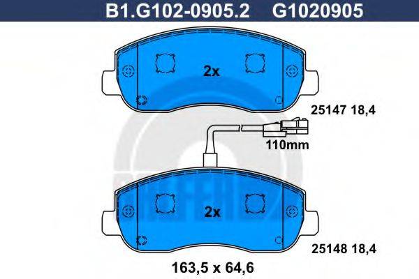 GALFER B1G10209052 Комплект гальмівних колодок, дискове гальмо