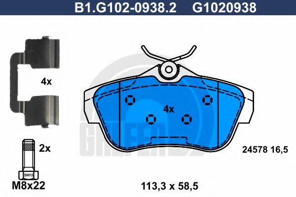 GALFER B1G10209382 Комплект гальмівних колодок, дискове гальмо