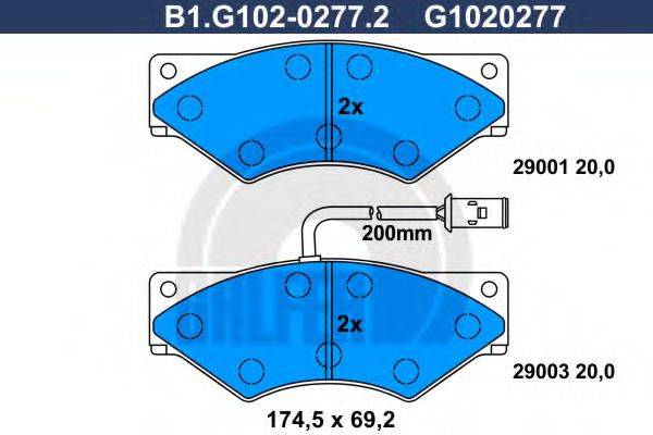 GALFER B1G10202772 Комплект гальмівних колодок, дискове гальмо