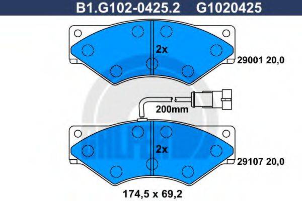 GALFER B1G10204252 Комплект гальмівних колодок, дискове гальмо