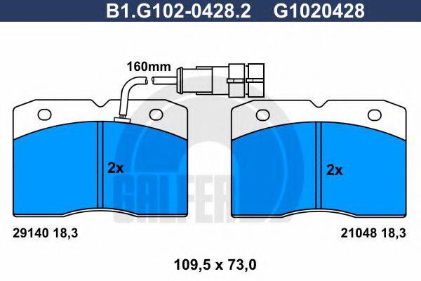 GALFER B1G10204282 Комплект гальмівних колодок, дискове гальмо
