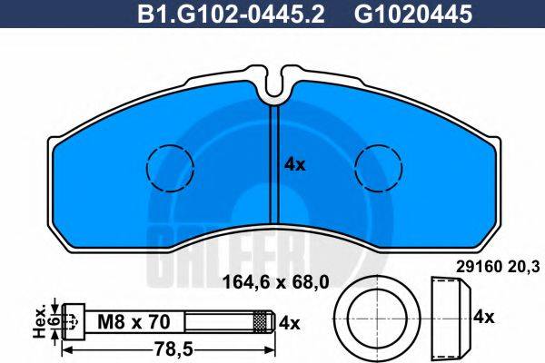 GALFER B1G10204452 Комплект гальмівних колодок, дискове гальмо