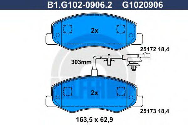 GALFER B1G10209062 Комплект гальмівних колодок, дискове гальмо