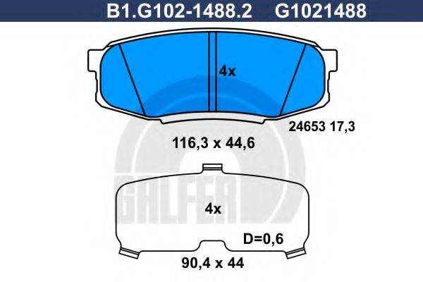 GALFER B1G10214882 Комплект гальмівних колодок, дискове гальмо