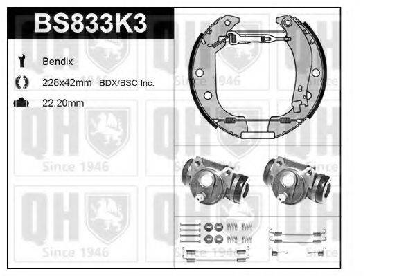 QUINTON HAZELL BS833K3 Комплект гальм, барабанний гальмівний механізм