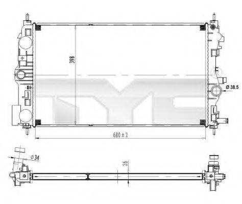 TYC 7250037 Радіатор, охолодження двигуна