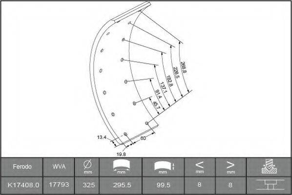 FERODO K174080F3653 Комплект гальмівних черевиків, барабанні гальма