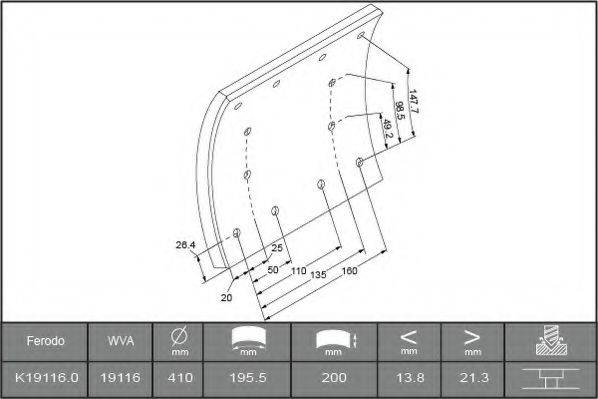 FERODO K191160F3653 Комплект гальмівних черевиків, барабанні гальма