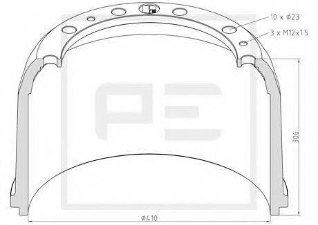 PE AUTOMOTIVE 01644300A Гальмівний барабан