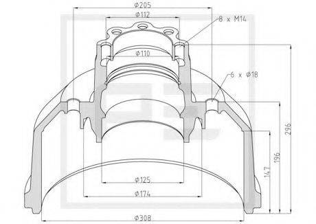 PE AUTOMOTIVE 01647700A Гальмівний барабан