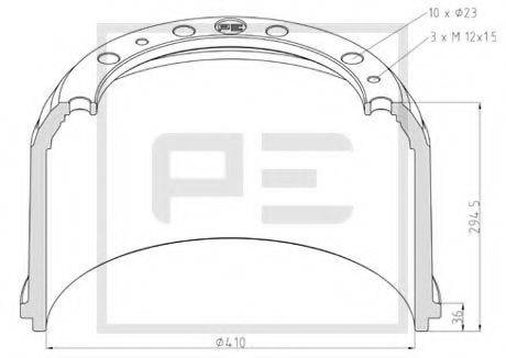 PE AUTOMOTIVE 01652800A Гальмівний барабан