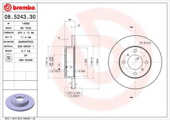 BREMBO 08524330 гальмівний диск