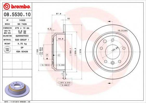 BREMBO 08553010 гальмівний диск