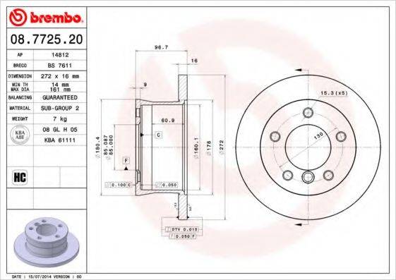 BREMBO 08772520 гальмівний диск