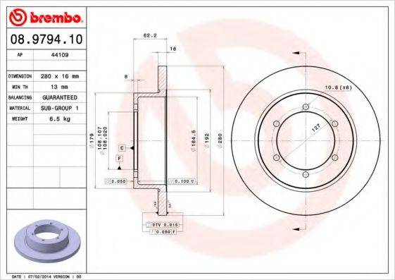 BREMBO 08979410 гальмівний диск