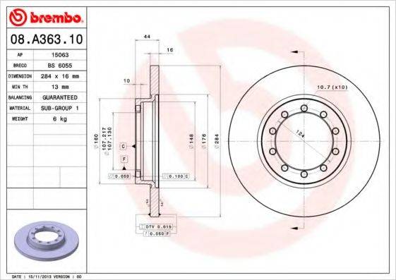 BREMBO 08A36310 гальмівний диск