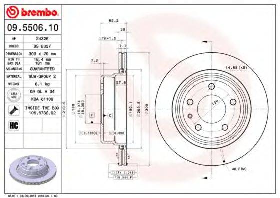 BREMBO 09550610 гальмівний диск