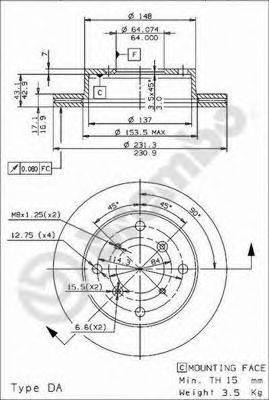 BREMBO 09585714 гальмівний диск