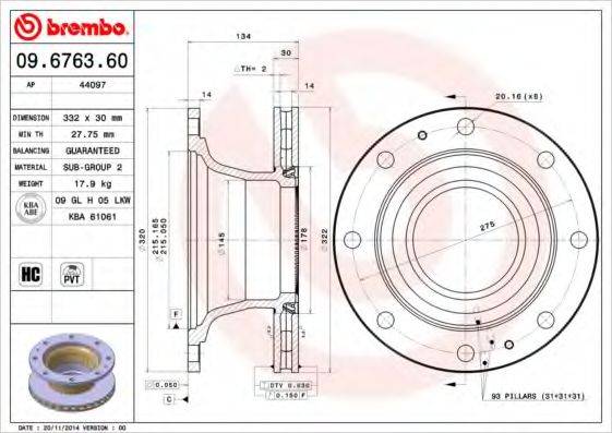 BREMBO 09676360 гальмівний диск