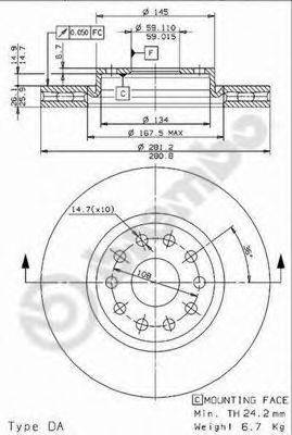 BREMBO 09676711 гальмівний диск