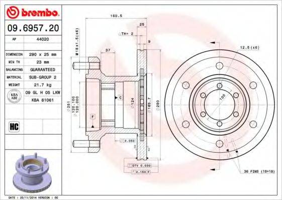 BREMBO 09695720 гальмівний диск