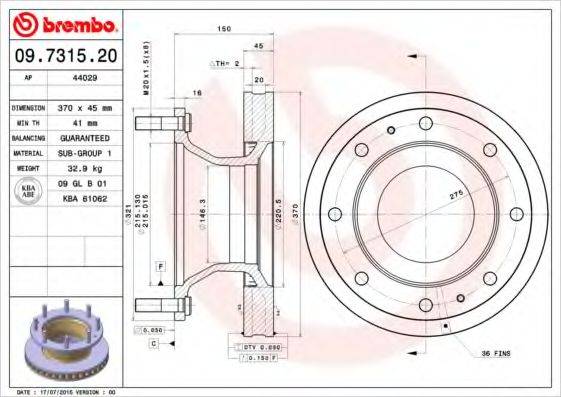 BREMBO 09731520 гальмівний диск