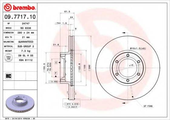 BREMBO 09771710 гальмівний диск