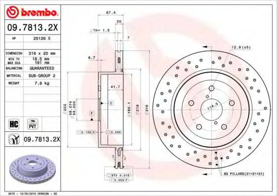 BREMBO 0978132X гальмівний диск