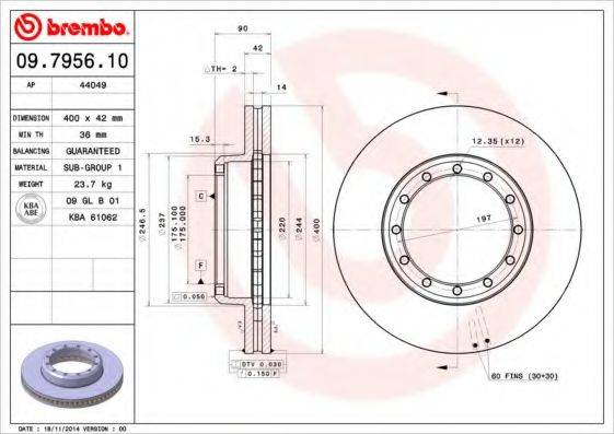 BREMBO 09795610 гальмівний диск