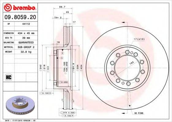 BREMBO 09805920 гальмівний диск