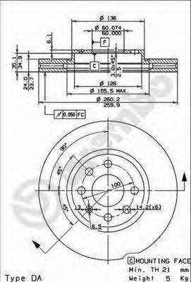 BREMBO 09860175 гальмівний диск