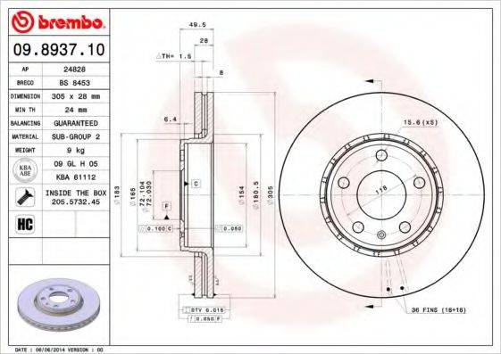 BREMBO 09893710 гальмівний диск