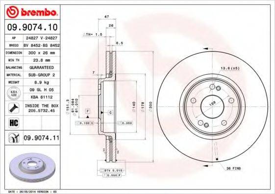 BREMBO 09907410 гальмівний диск