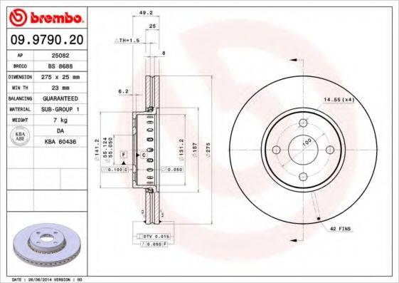 BREMBO 09979020 гальмівний диск