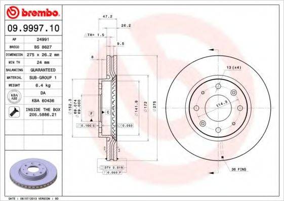 BREMBO 09999710 гальмівний диск