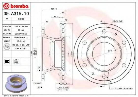 BREMBO 09A31510 гальмівний диск