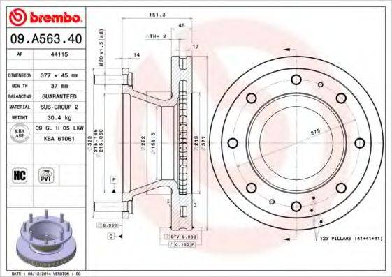 BREMBO 09A56340 гальмівний диск